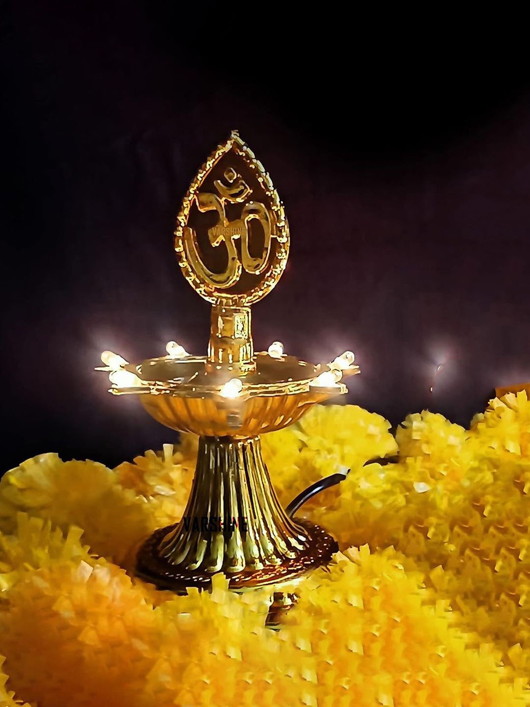 

Kuber Industries Gold Toned 2 Pieces Diya Shape String Light