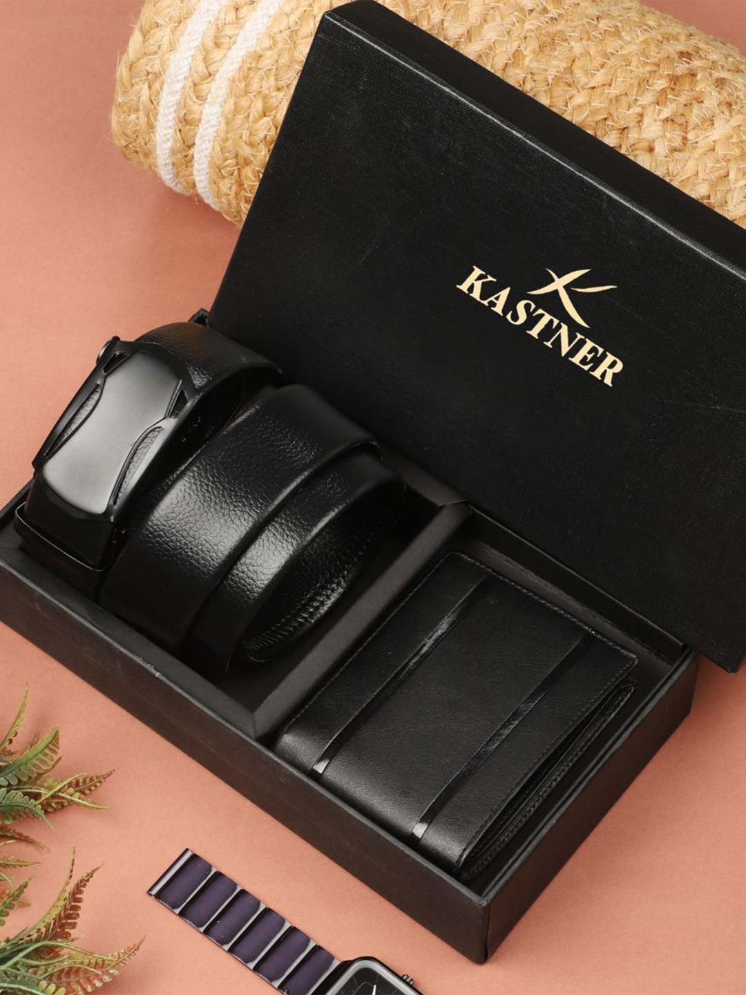 

Kastner Men Belt & Wallet Accessory Gift Set, Black