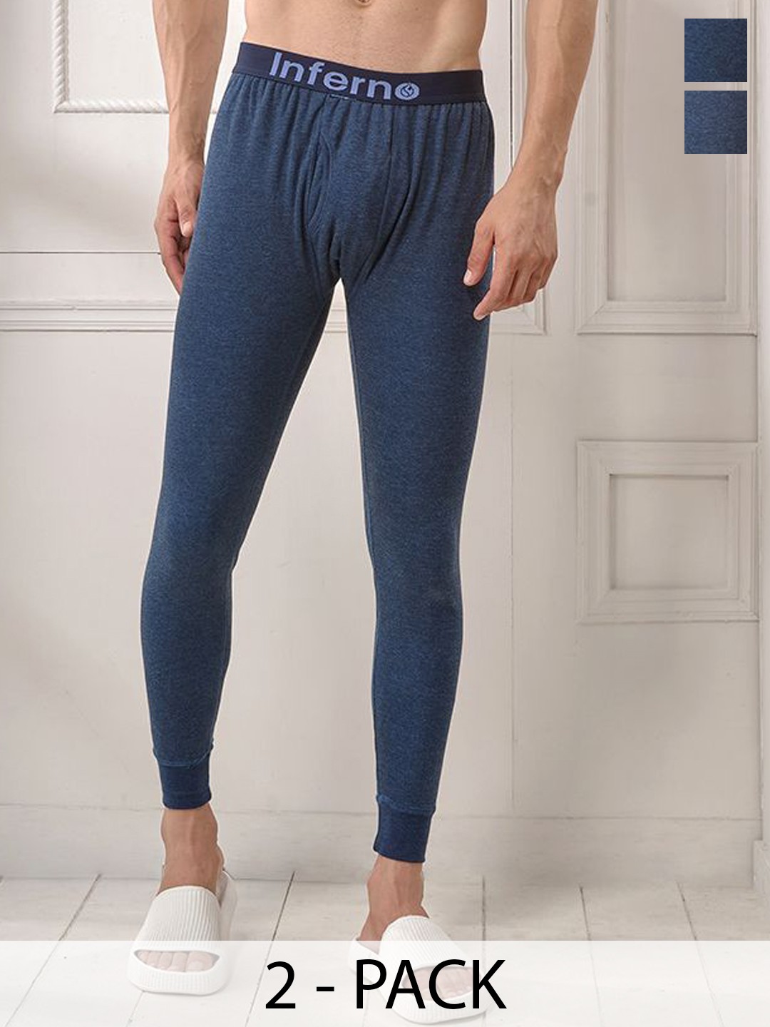 

INFERNO Pack of 2 Men Thermal Bottom with Fleeced Linning, Blue