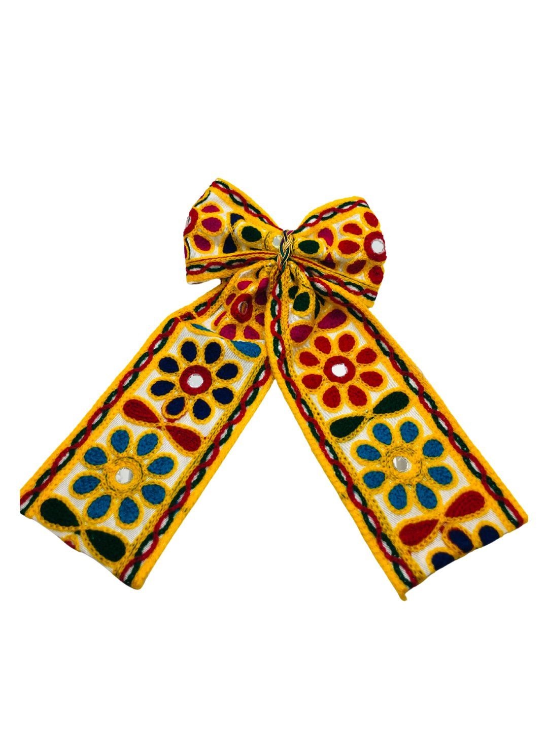 

Arendelle Women Pigtail Bow Embellished French Barrette Navratri 2024 Collection, Yellow