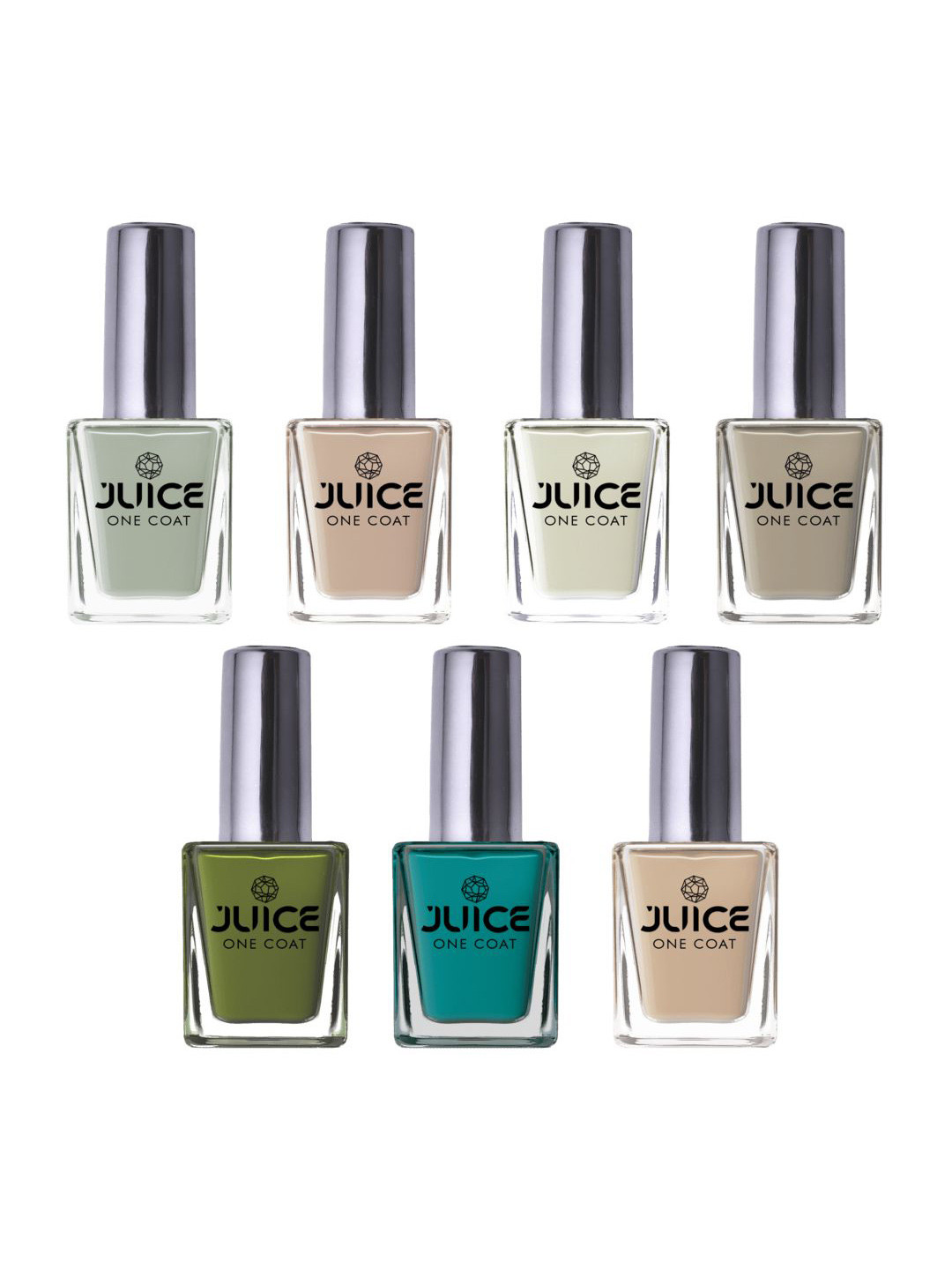 

JUICE Set Of 7 One Coat Long-Wearing Glossy Nail Polish - 11 ml Each, Blue