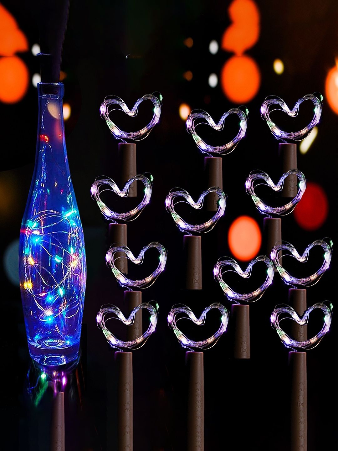 

Kuber Industries Blue & yellow 12 Pieces Rice Shape String Lights