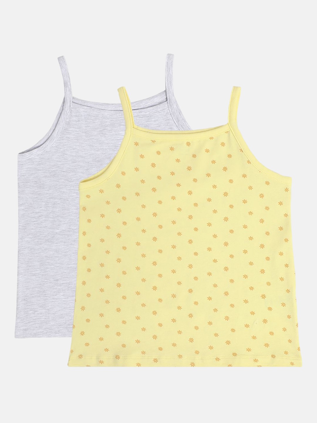 

MINI KLUB Girls Pack Of 2 Printed Pure Cotton Camisoles, Grey