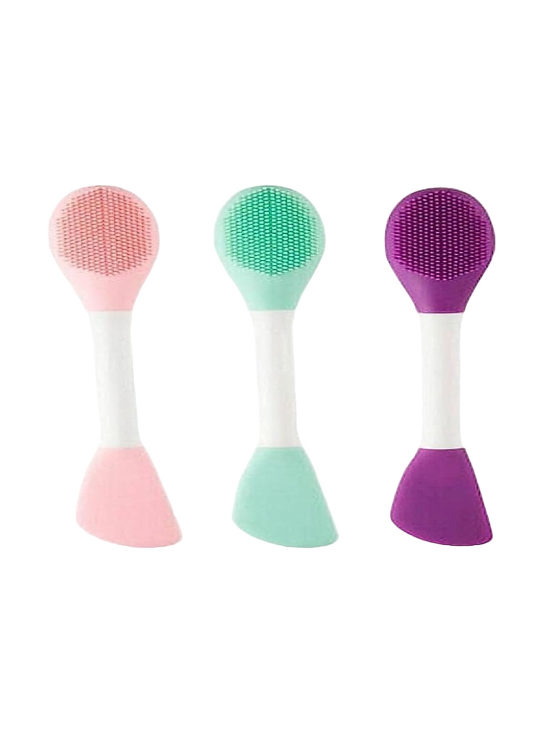 

Rsentera Set Of 3 Silicone 2 In 1 Face Mask Brush & Facial Cleansing Brush, Pink