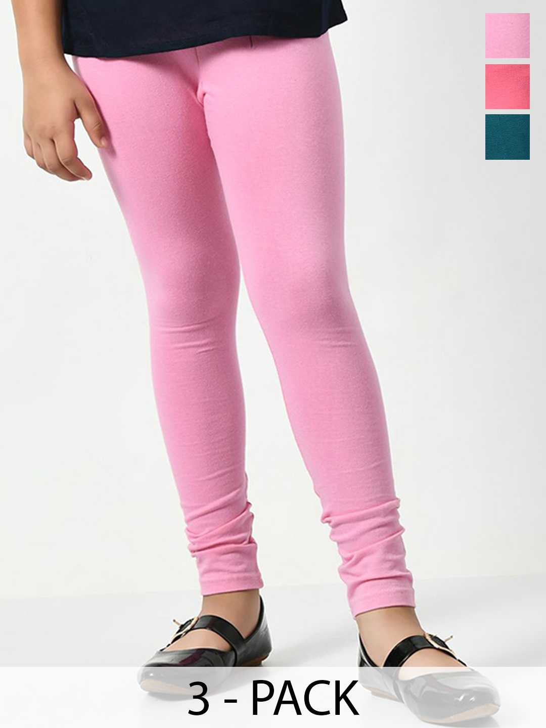 

KAYU Pack Of 3 Girls Ankle Length Leggings, Pink