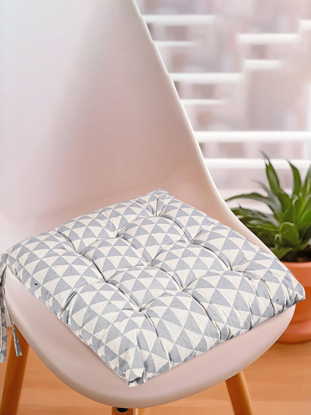

Kuber Industries Grey Printed Cotton Chair Pads