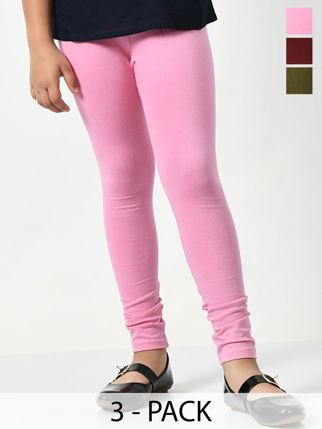 

KAYU Girls Pack Of 3 Ankle-Length Leggings, Maroon