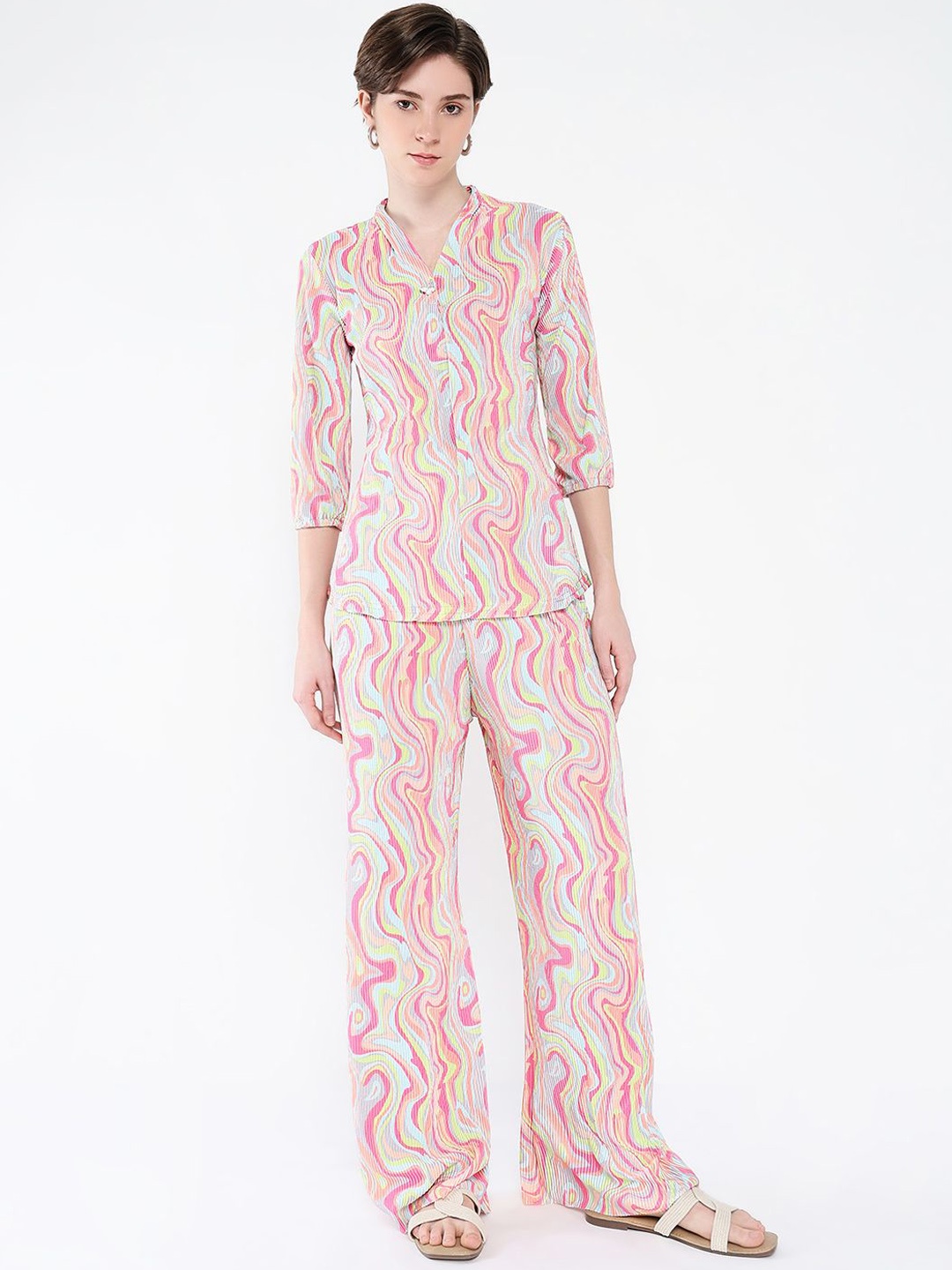 

SHOWOFF Printed Top With Trousers Co-Ords, Pink