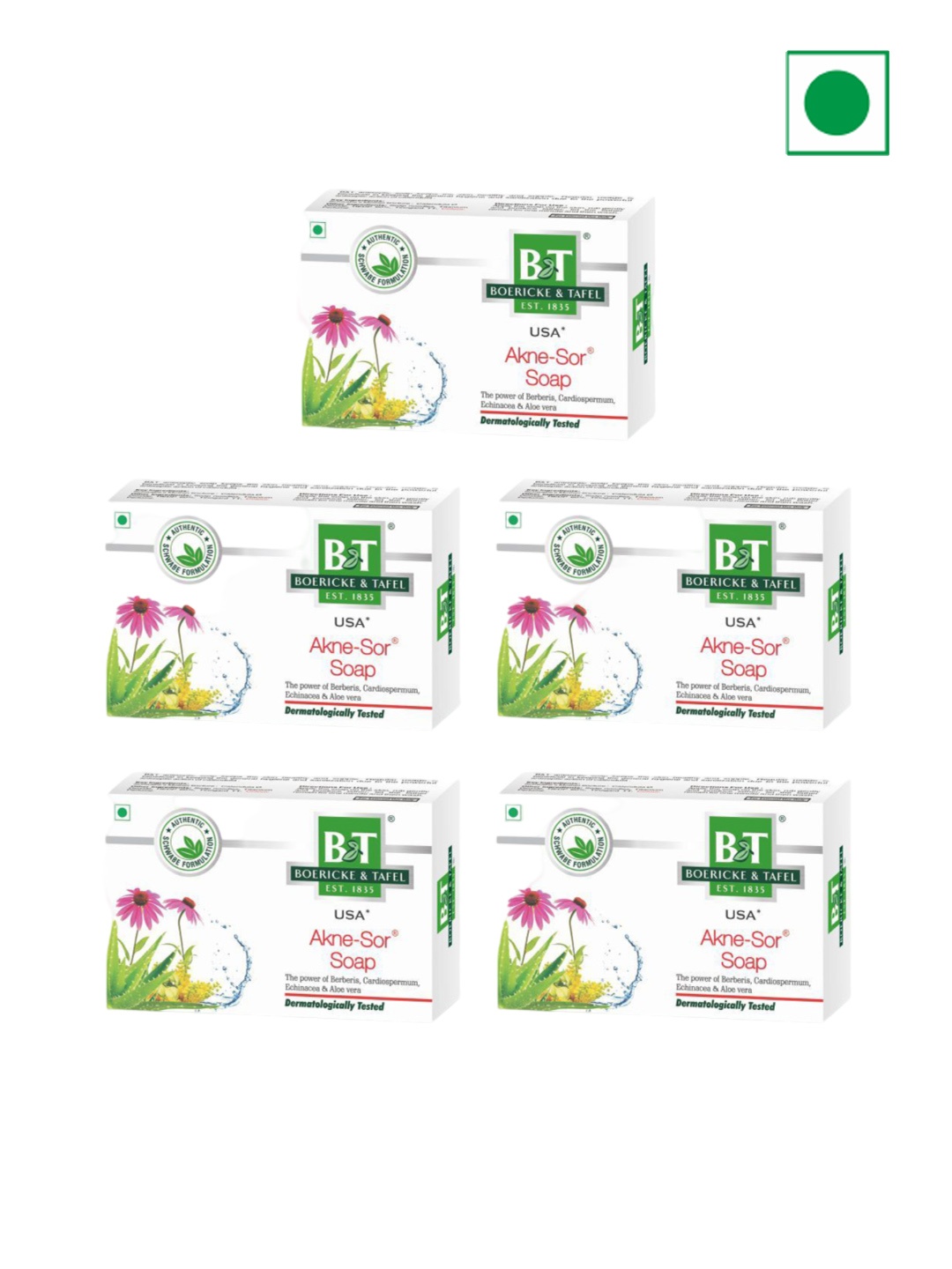 

BOERICKE & TAFEL Set Of 5 Akne Sor Soap With Aloe Vera - 75 g Each, White