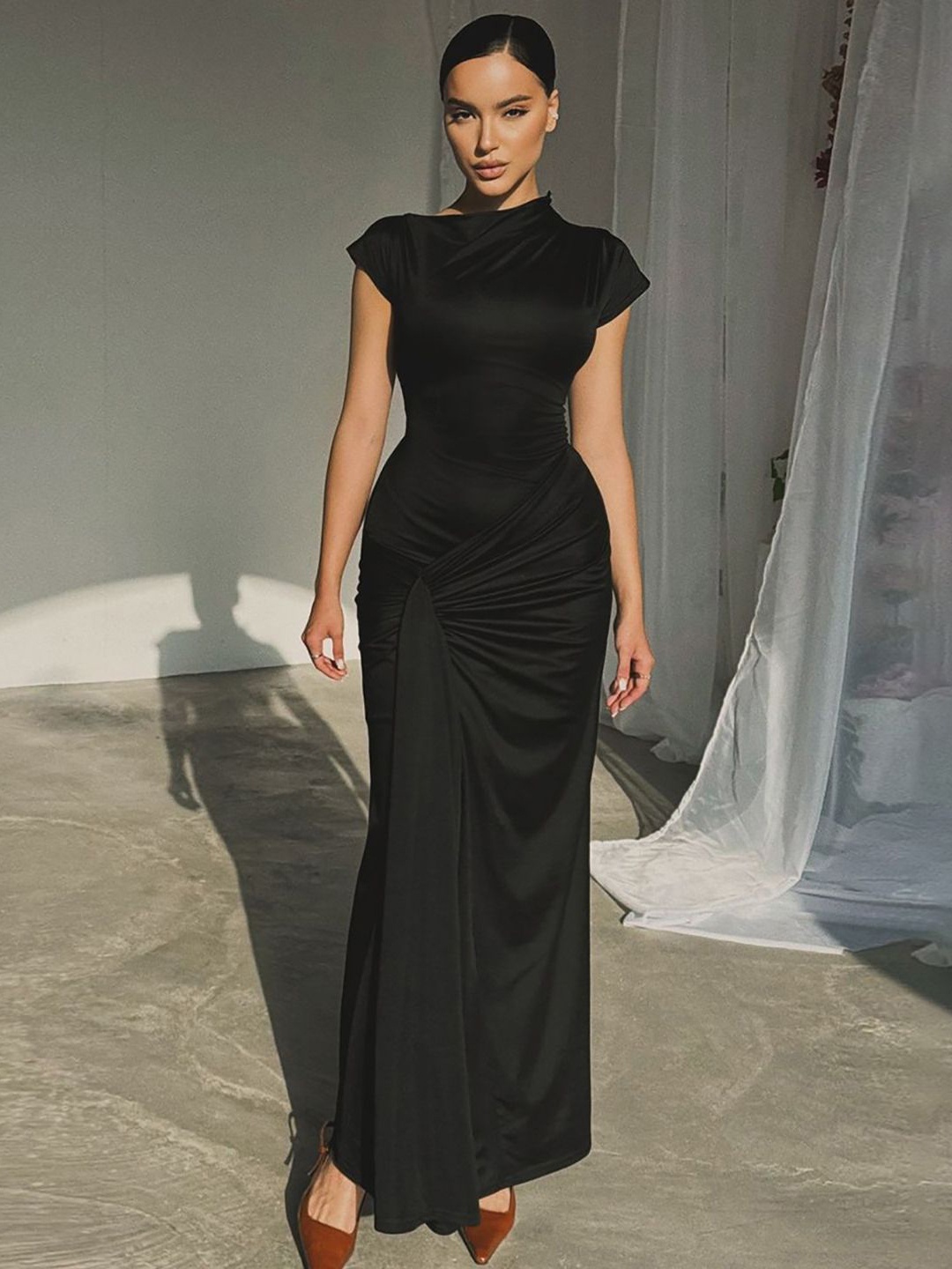 

StyleCast x Revolte Women Bodycon Maxi Dress, Black