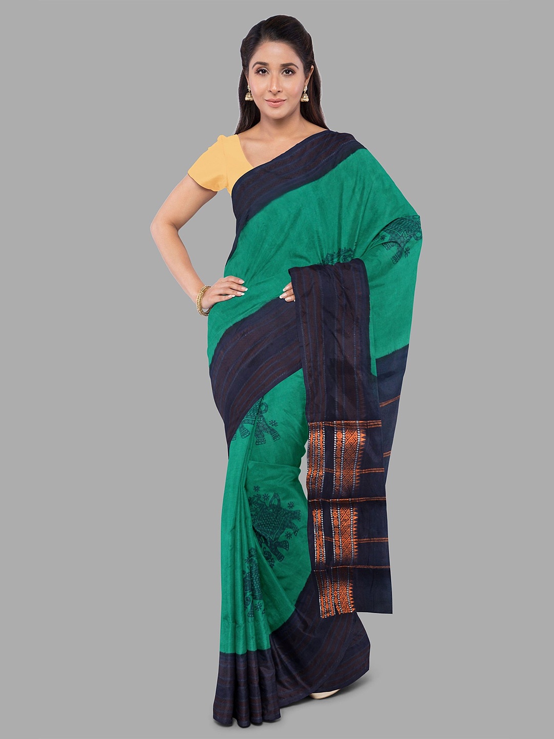 

The Chennai Silks Abstract Pure Cotton Sungudi Saree, Green
