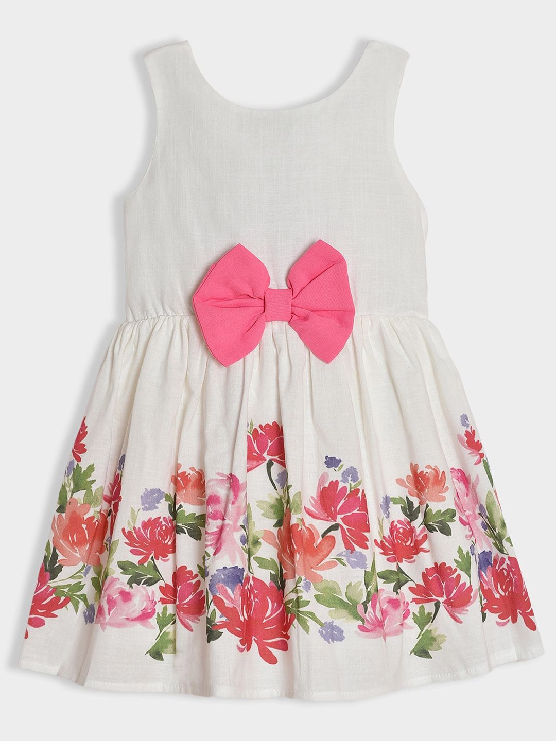 

MiArcus Girls Floral Printed Cotton Fit & Flare Dress, White