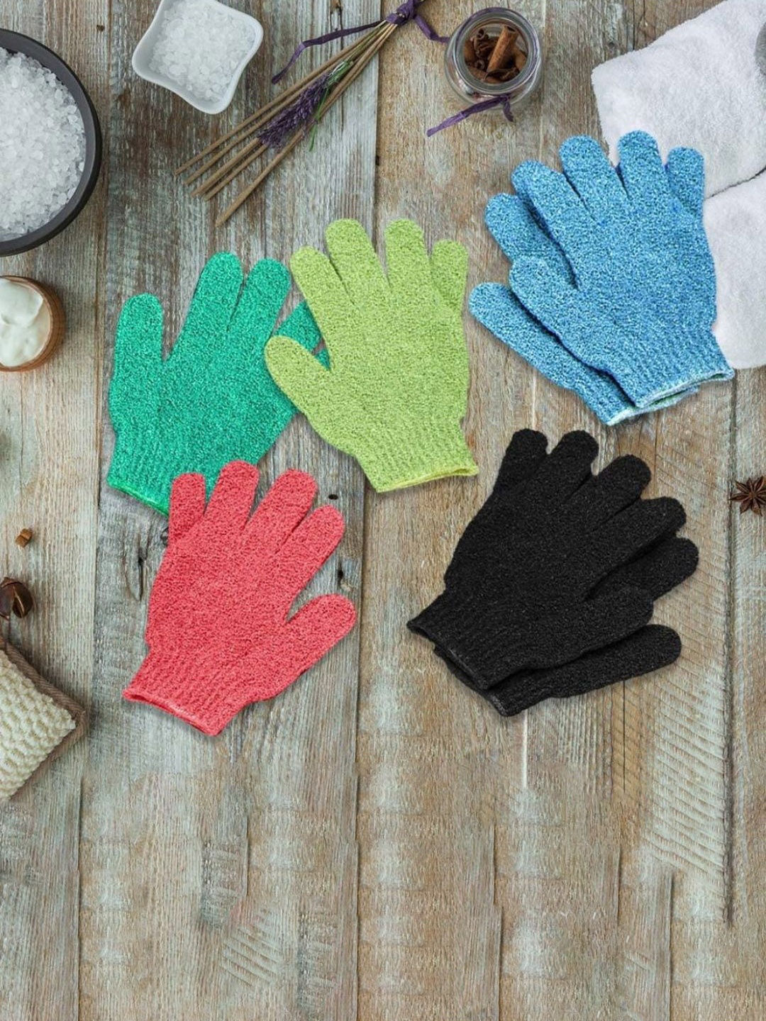 

FEELHIGH Set of 6 Exfoliating Bath Gloves, Blue
