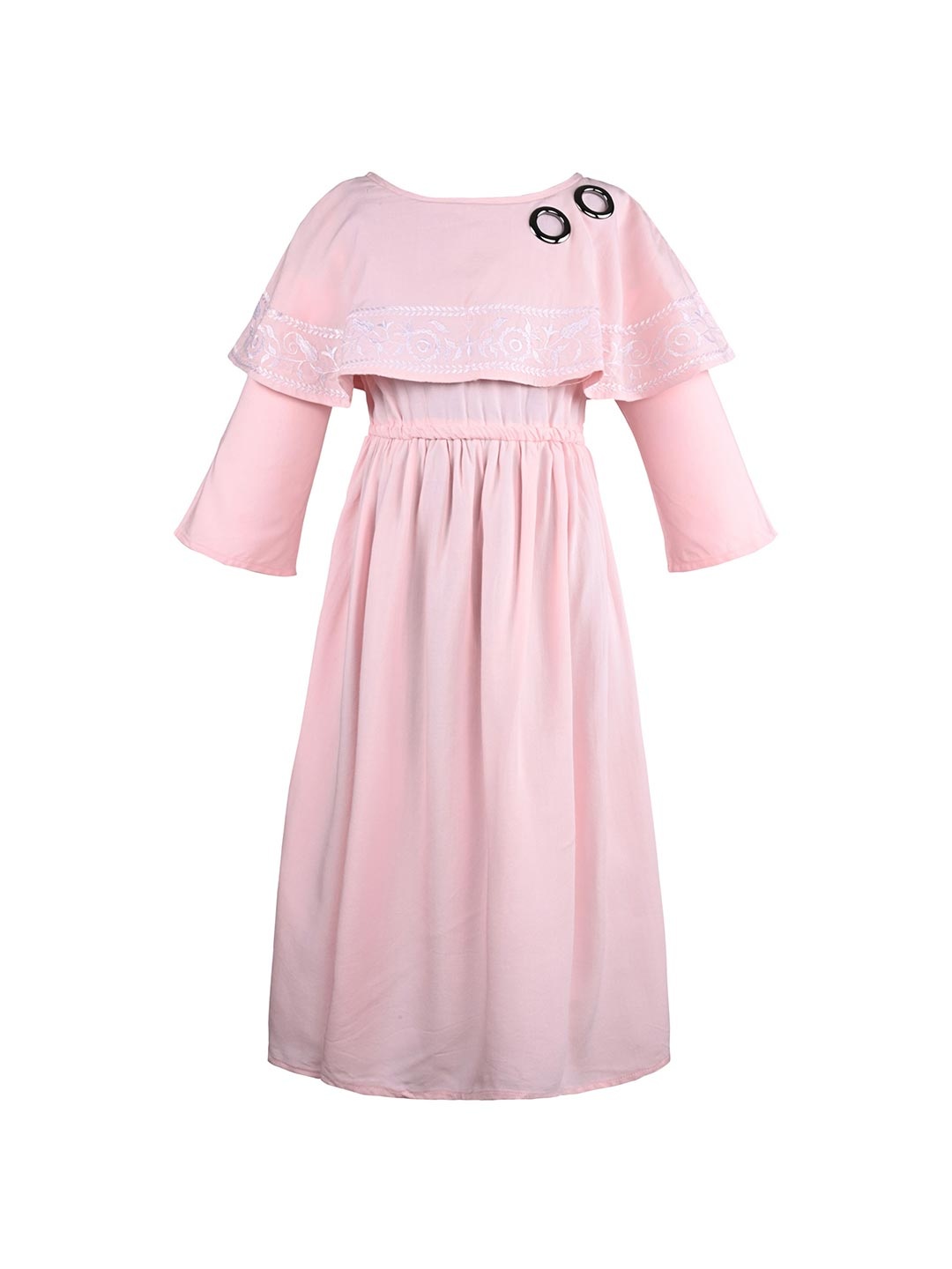 

Wish Karo Girls Embroidered Fit & Flare Dress, Pink