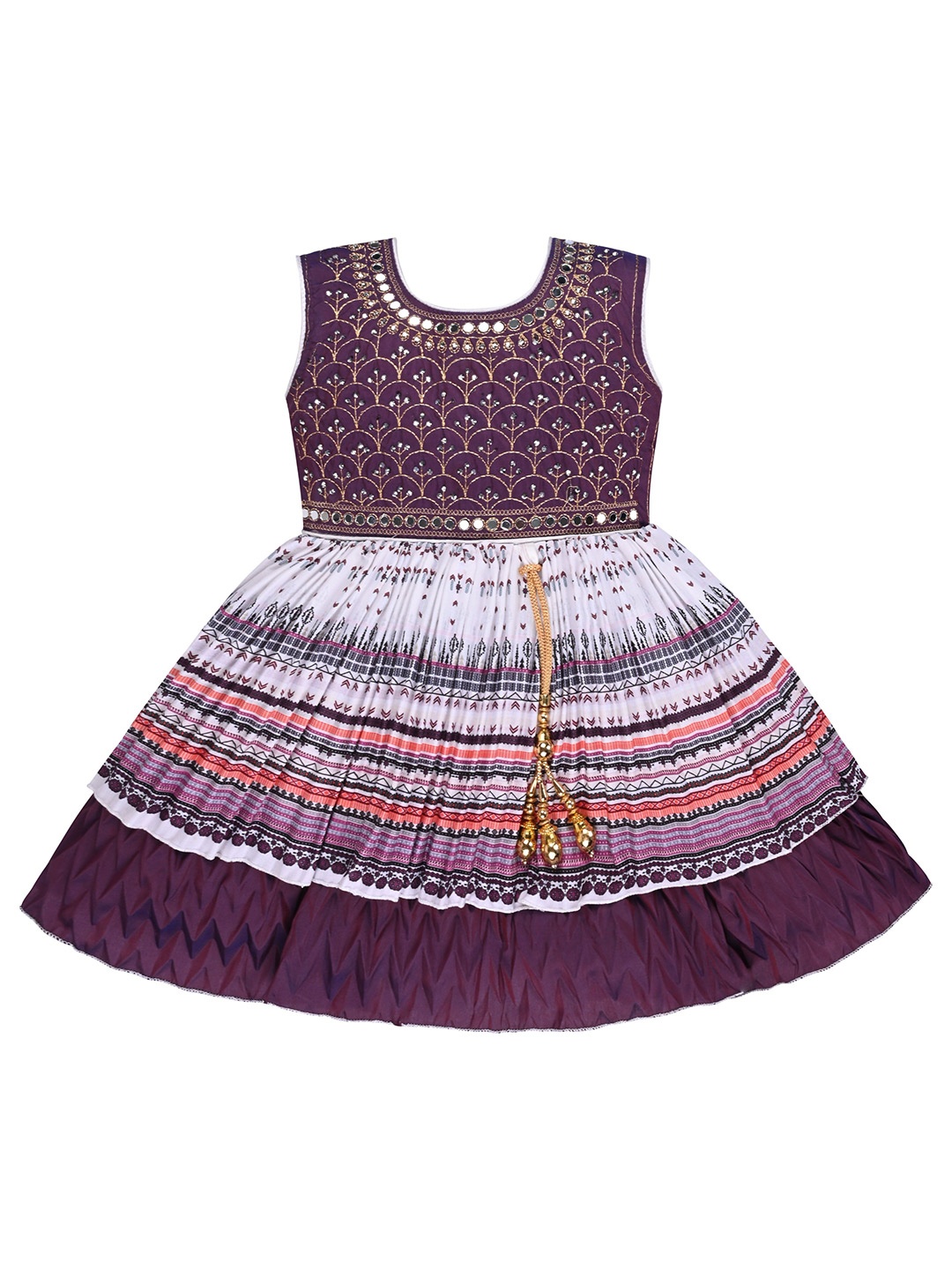 

Wish Karo Girls Geometric Embellished Fit & Flare Dress, Purple