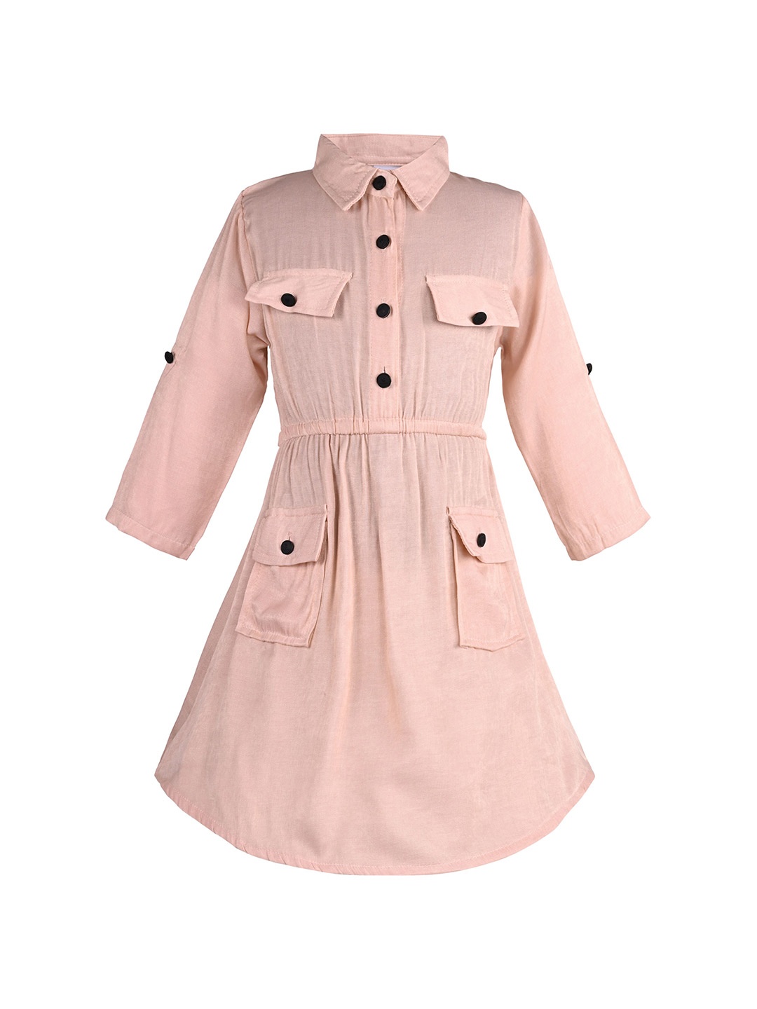 

Wish Karo Girls Shirt Collar Shirt Dress, Peach