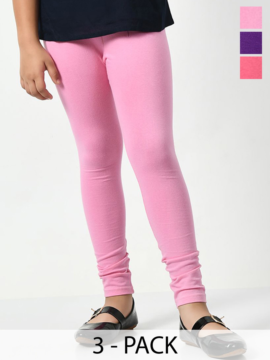 

KAYU Pack Of 3 Girls Ankle Length Leggings, Violet