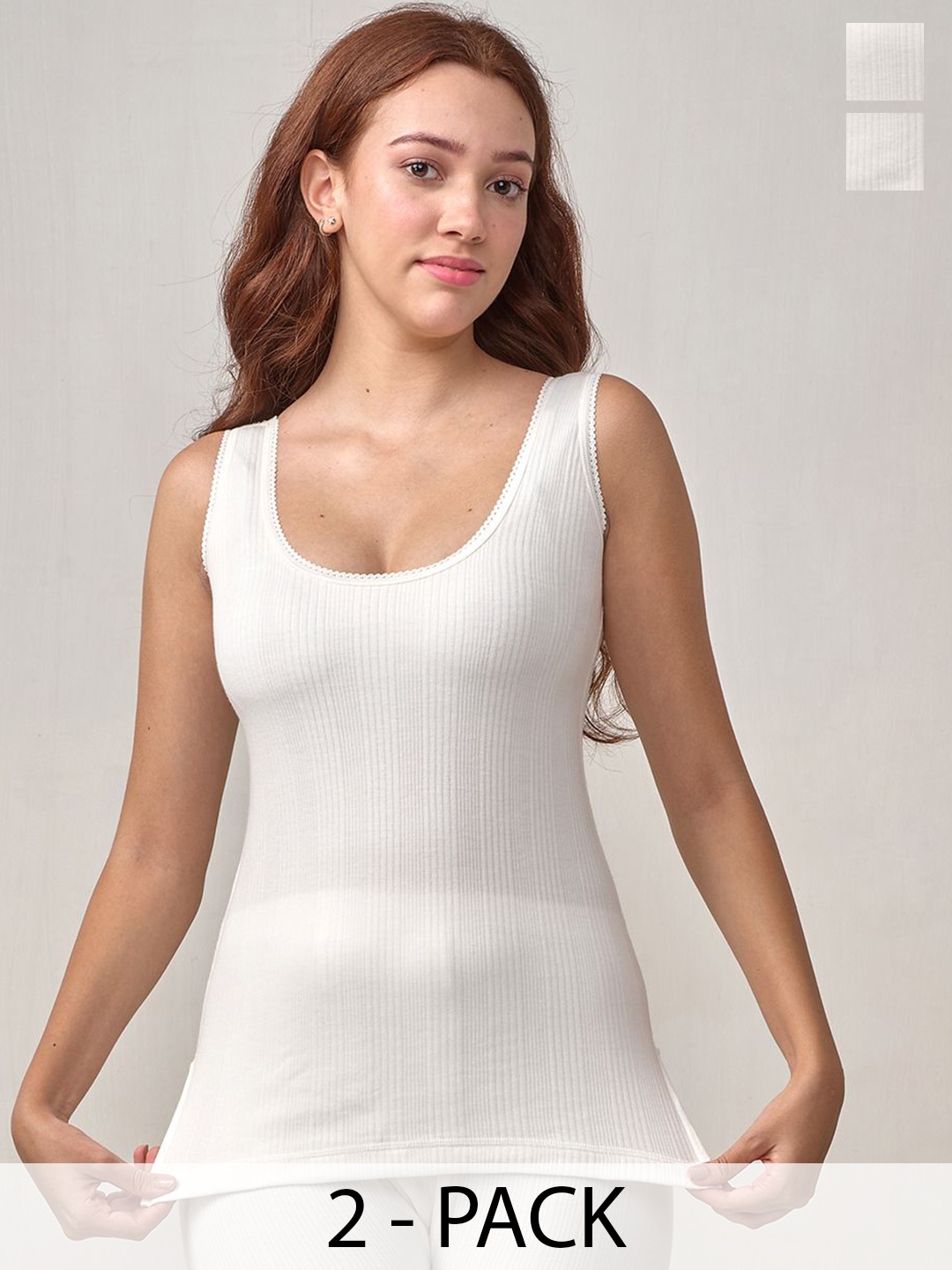

INFERNO Pack of 2 Women Polycotton Thermal Slips, White