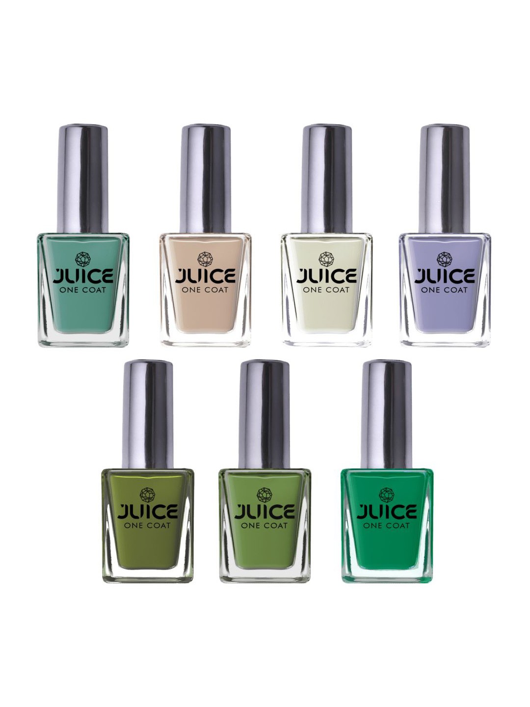 

JUICE Set Of 7 One Coat Long-Wearing Glossy Nail Polish - 11 ml Each, Green