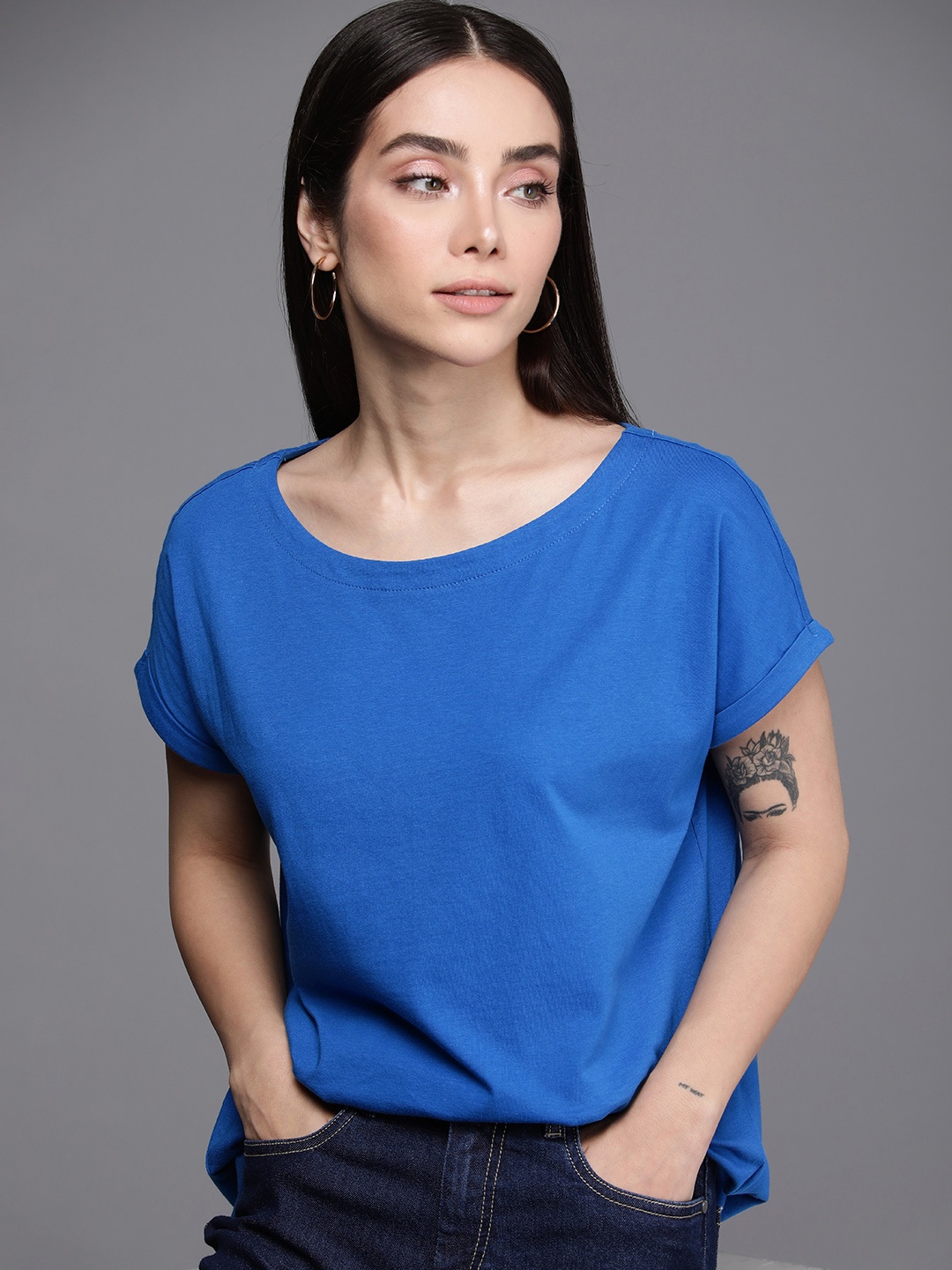 

NEXT Extended Sleeves Pure Cotton T-shirt, Blue