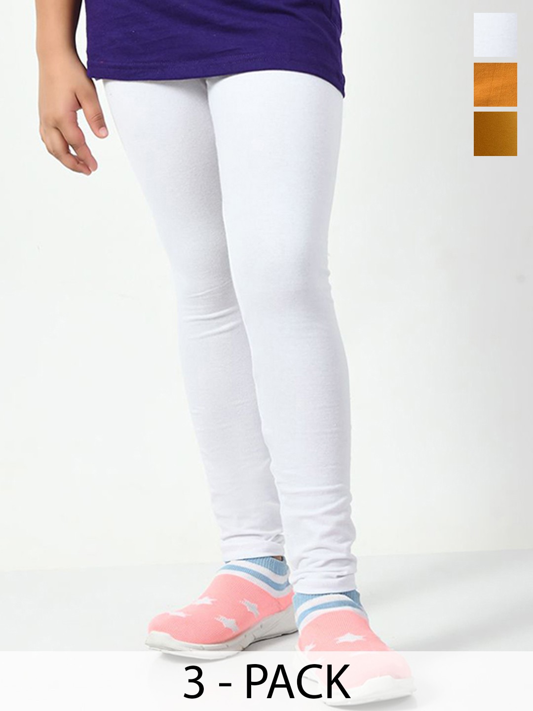 

KAYU Girls Pack Of 3 Ankle Length Leggings, White