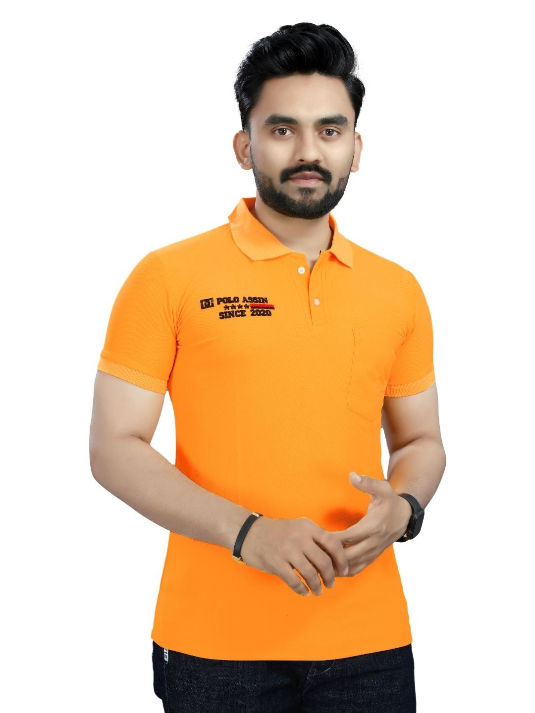 

DYRECTDEALS Men Solid Polo Collar T-shirt, Yellow