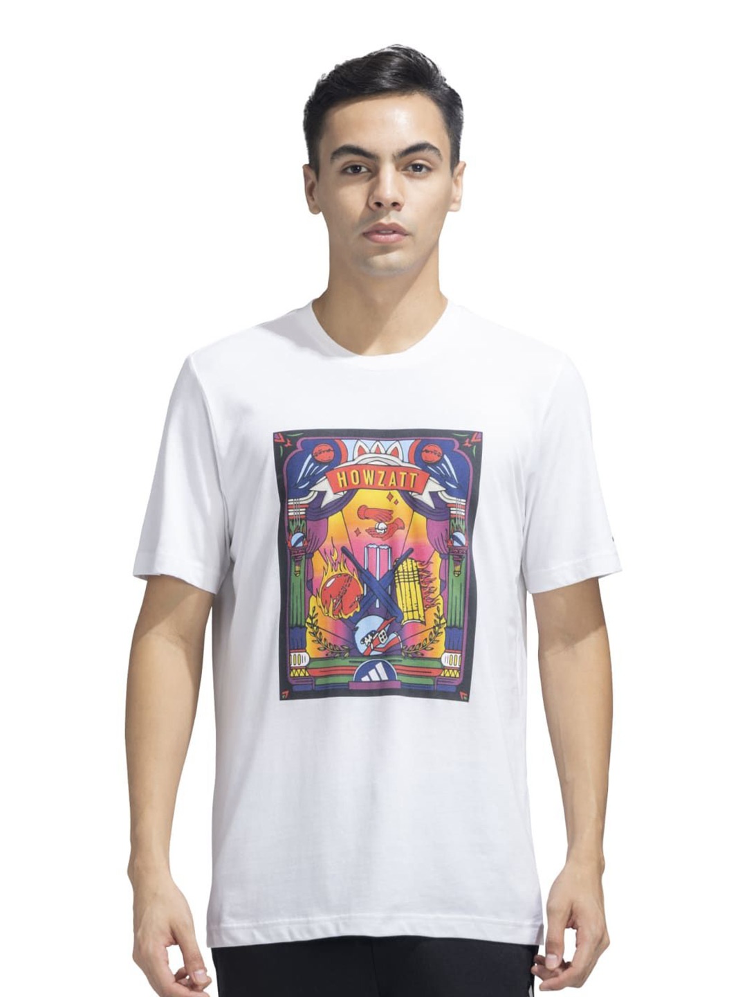 

ADIDAS Men Graphic Printed Round Neck Cotton T-shirt, White