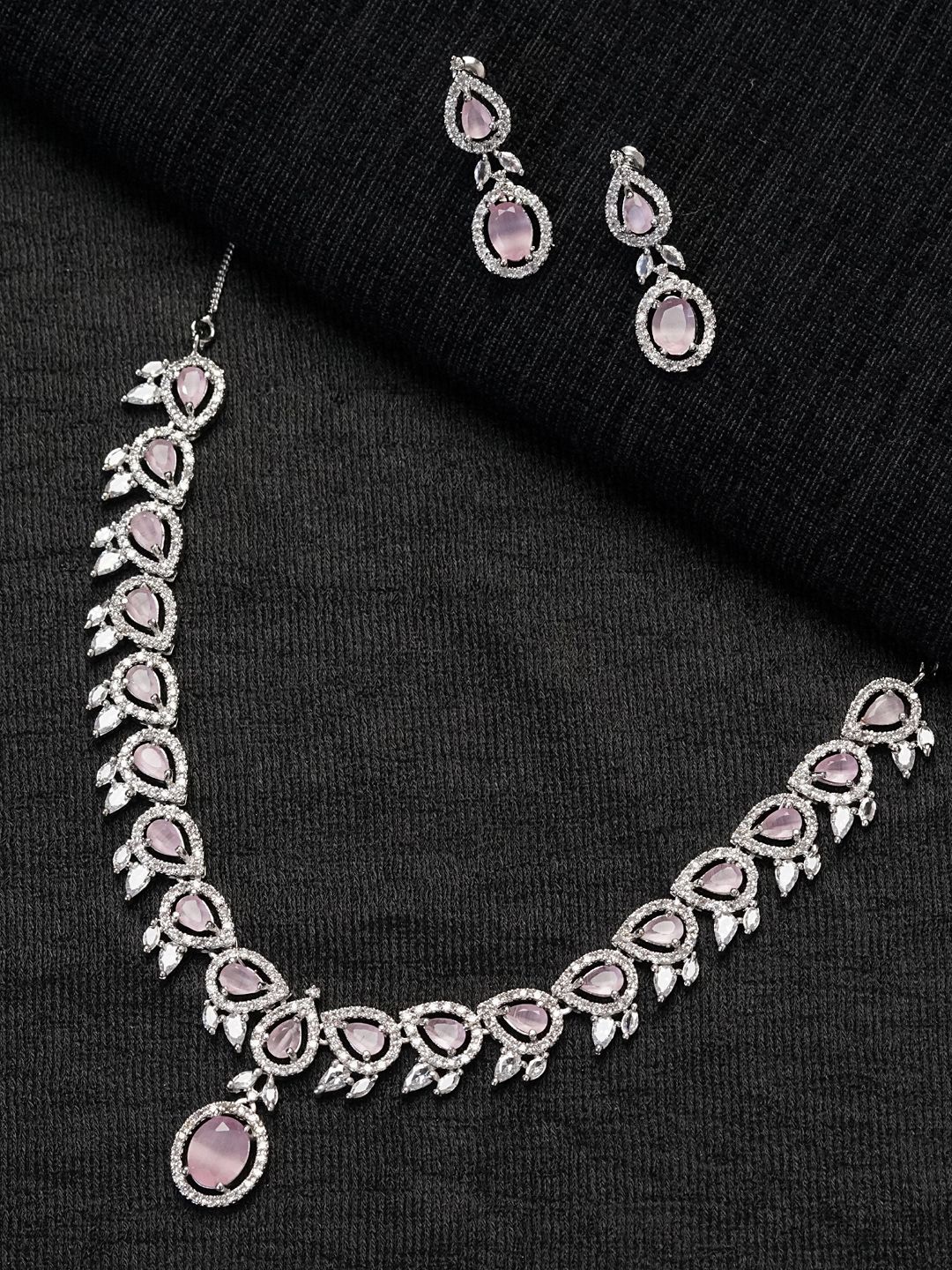 

Zoey Silver-Plated American Diamond-Studded Jewellery Set
