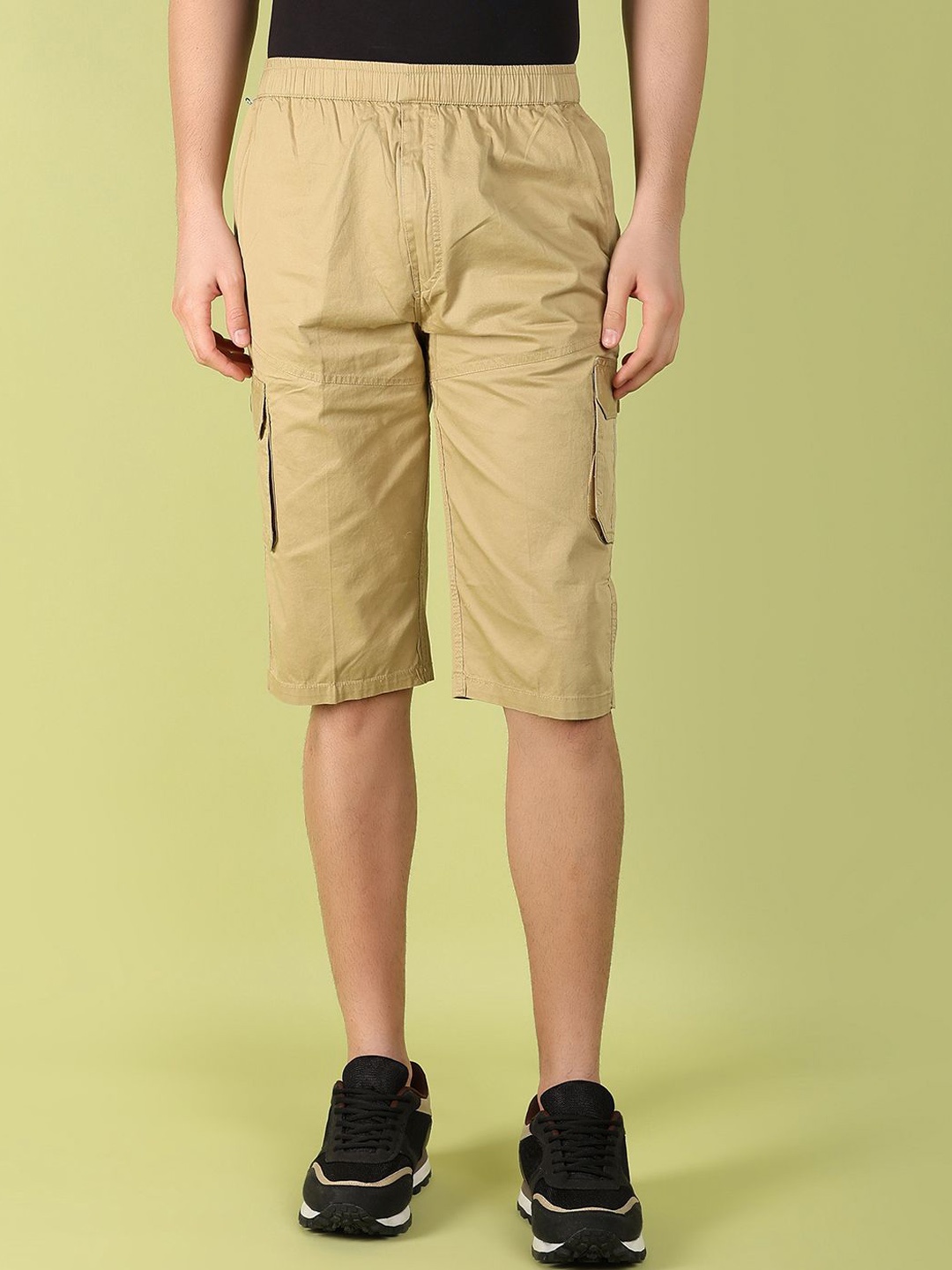 

V-Mart Men Knee Length Mid-Rise Regular Shorts, Beige