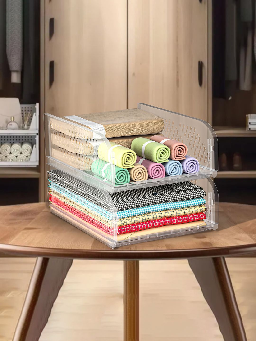 

Kuber Industries Transparent 2 Pieces Drawer Organisers