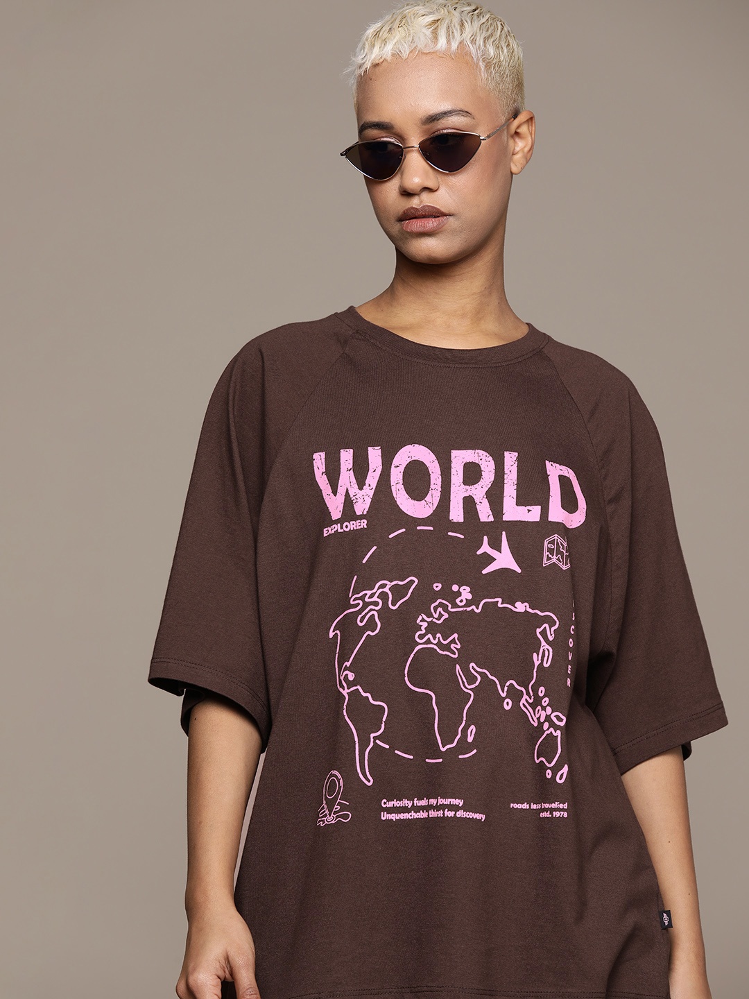 

The Roadster Lifestyle Co. Printed Oversized T-shirt, Brown