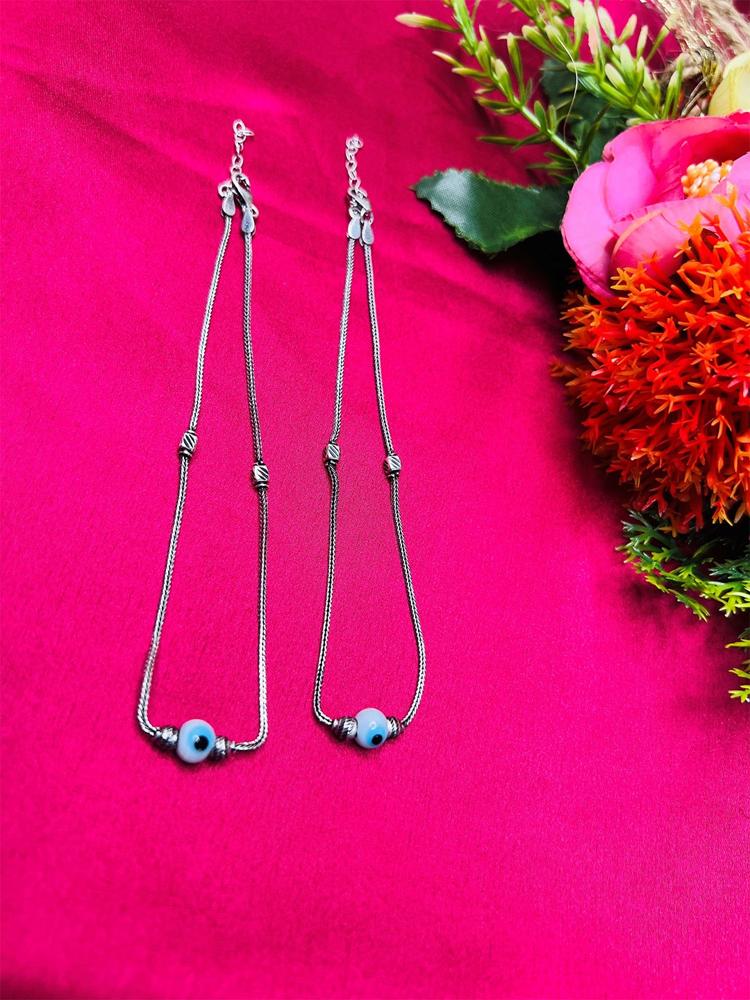 

Arte Jewels Set Of 2 Sterling Silver Anklets