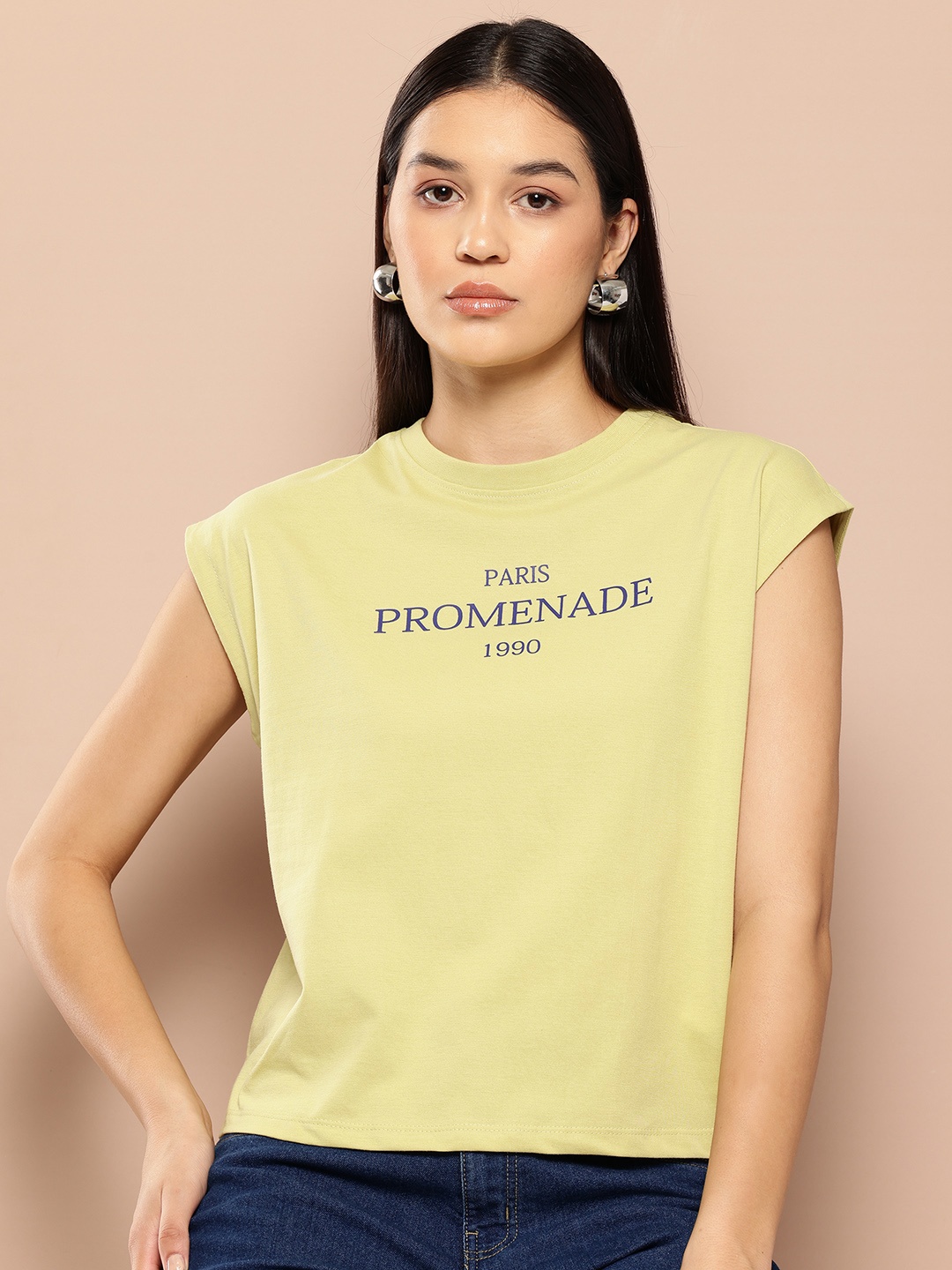 

Chemistry Women Typography Printed Pure Cotton T-shirt, Lime green