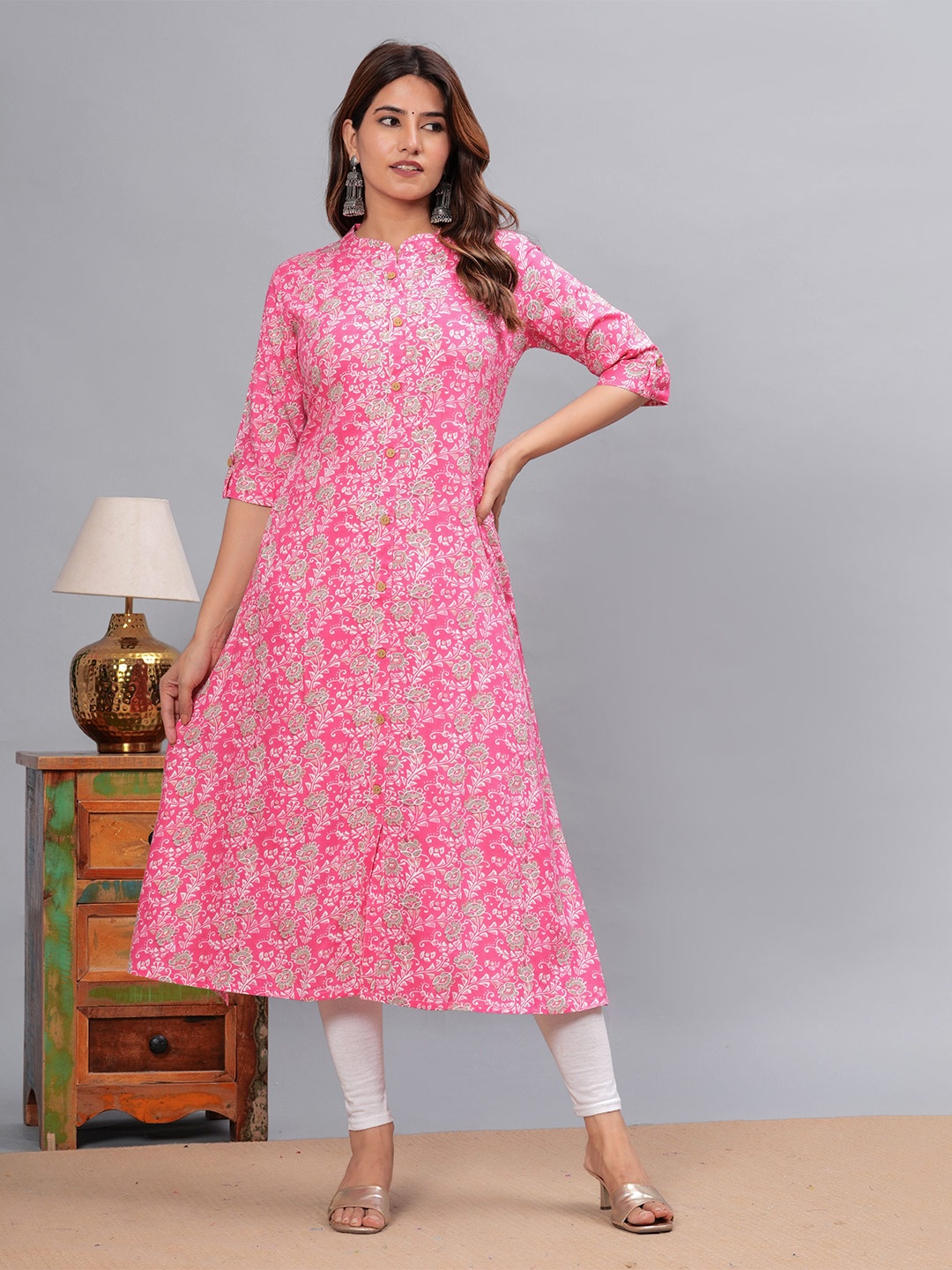 

JAIPURI COLLECTION Women Floral Printed A-Line Kurta, Pink