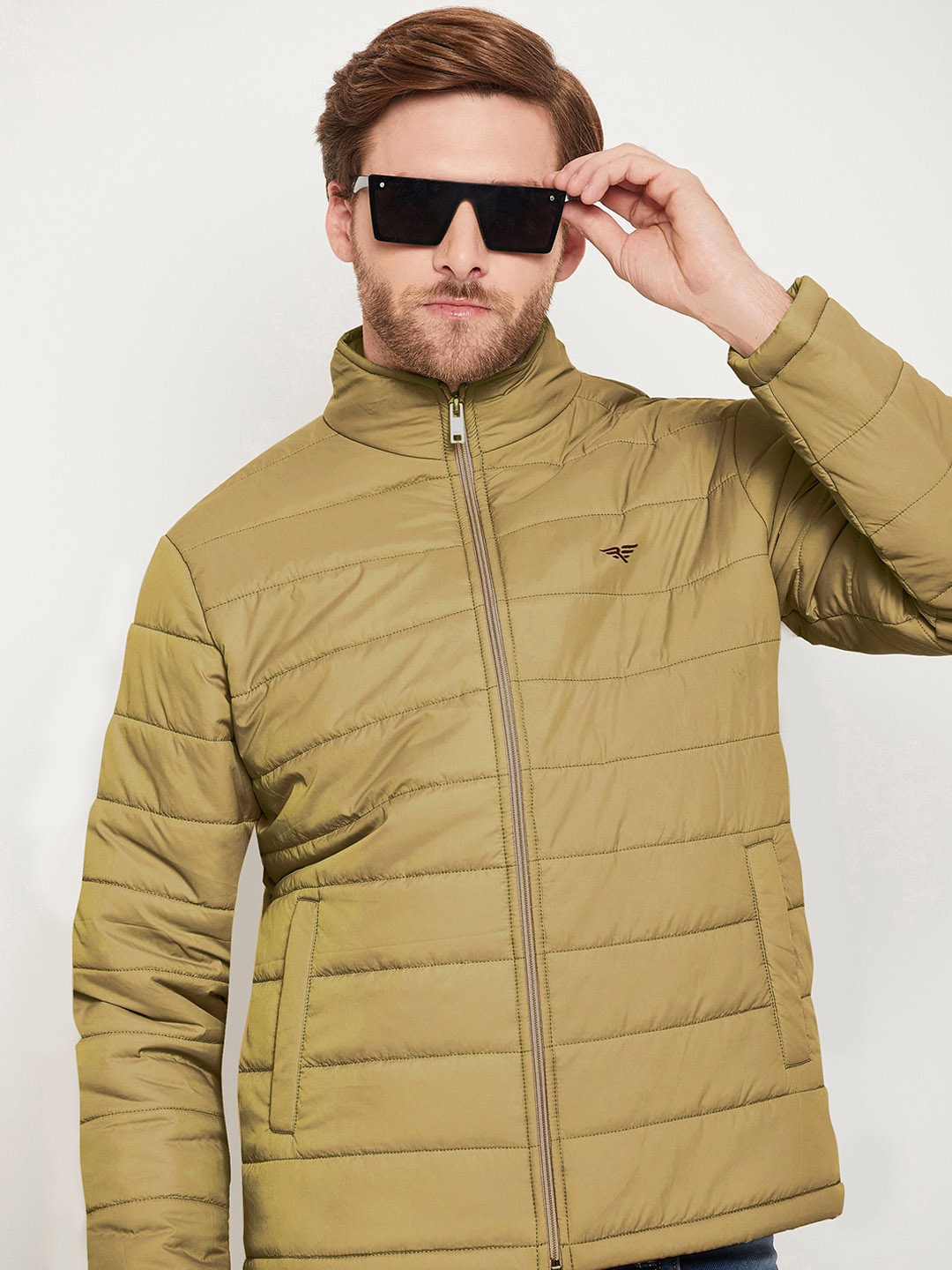 

RISS Men Viscose Rayon Lightweight Bomber Jacket, Beige