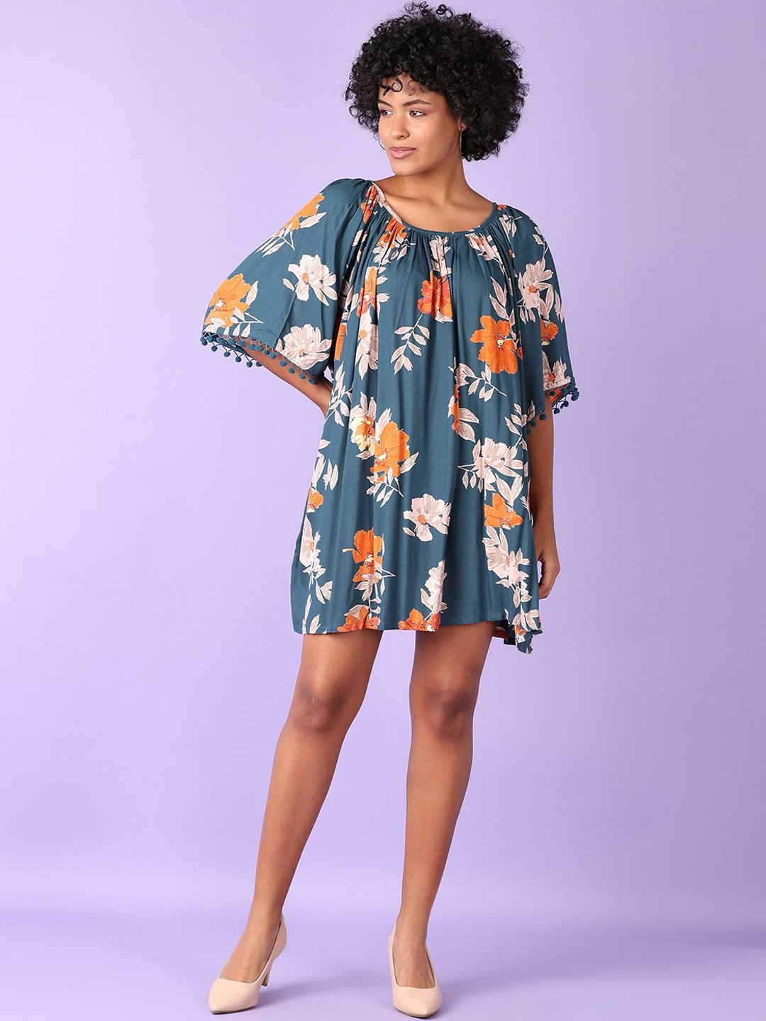 

V-Mart Women Floral Printed A-Line Dress, Green