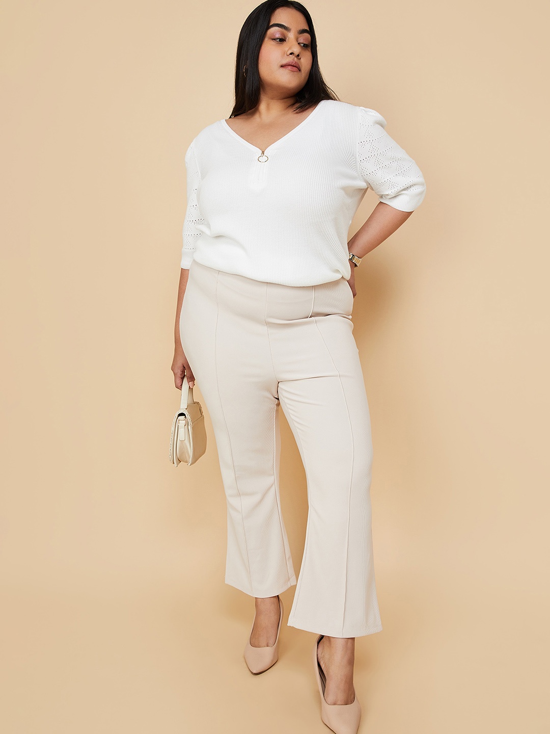 

max Women Trousers, Beige