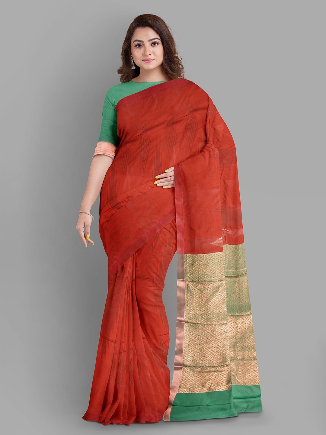 

The Chennai Silks Zari Art Silk Banarasi Saree, Coral