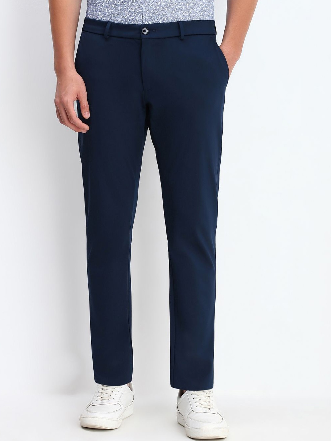 

Allen Solly Men Slim Fit Trousers, Navy blue