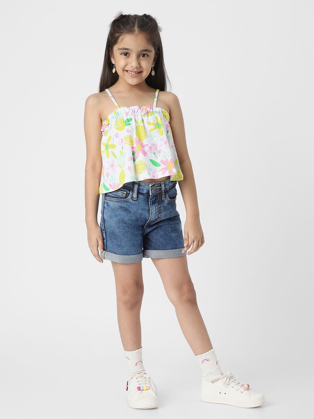 

Nauti Nati Girls Cotton Top & Shorts, Yellow