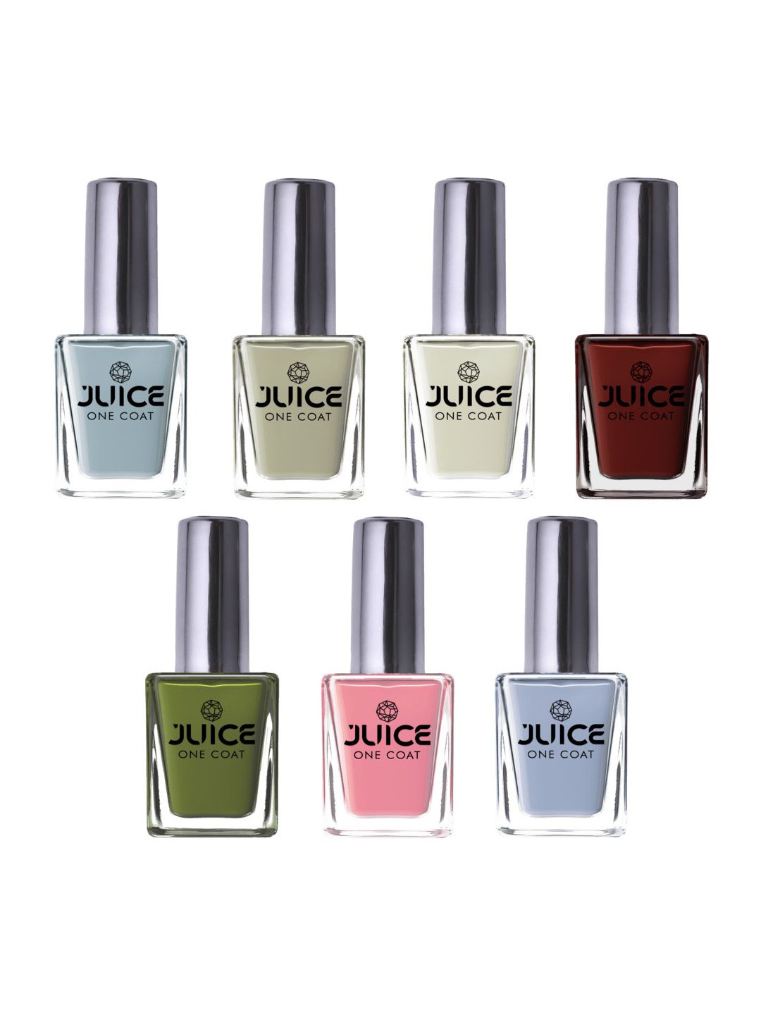 

JUICE Set of 7 One Coat Long-Wearing Quick Dry Glossy Nail Polish - 11 ml each, Multi