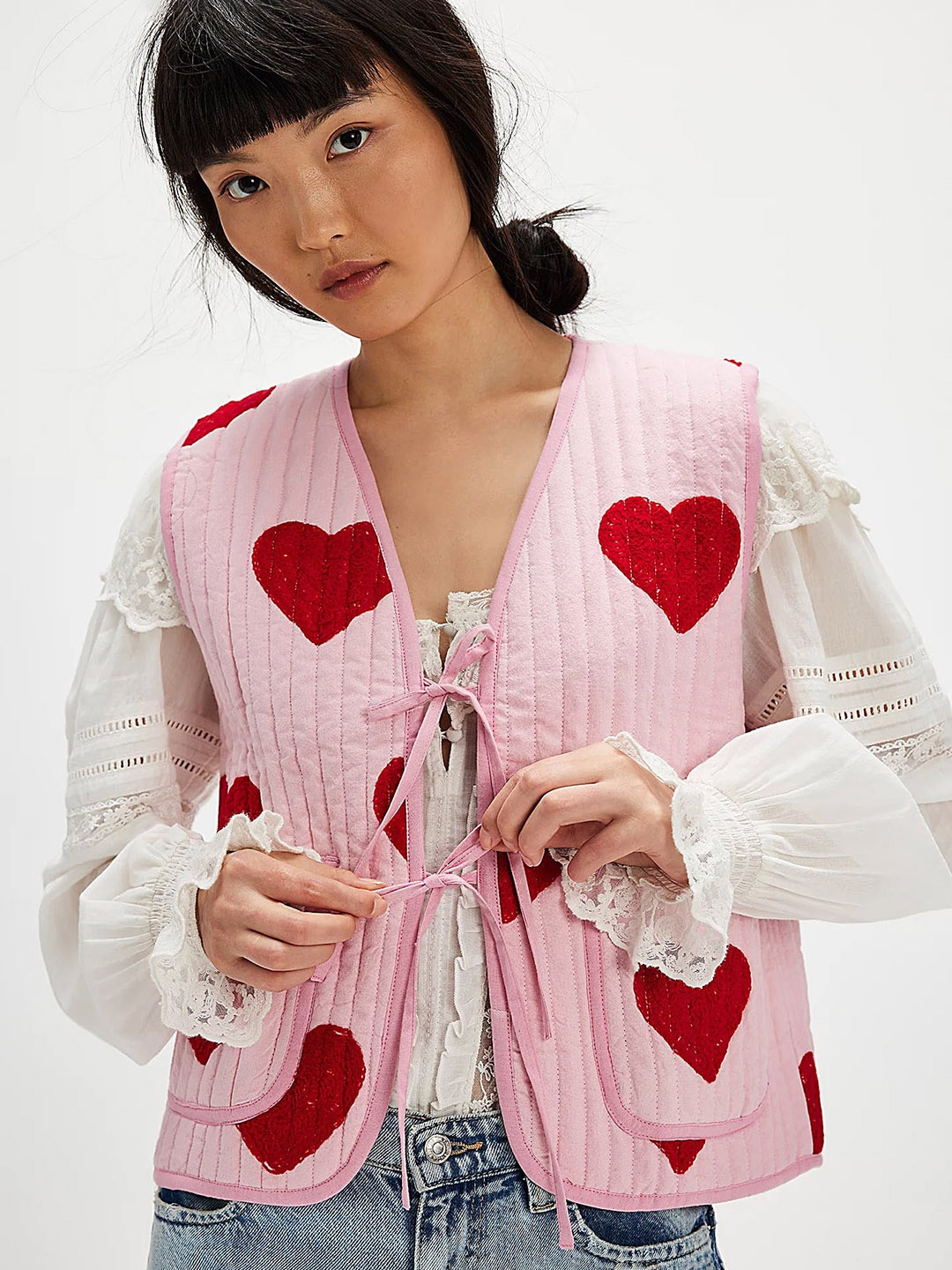 

LULU & SKY Women Collarless Conversational Printed Casual Bomber Jacket, Pink