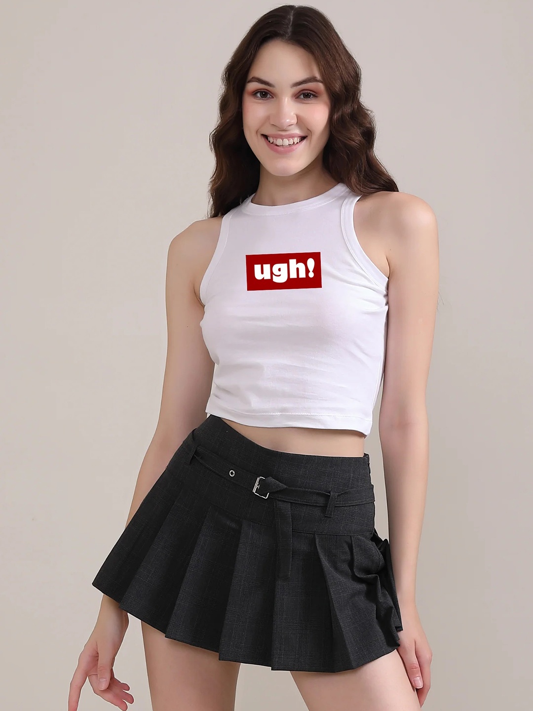

BOTNIA Print Cotton Crop Top, White