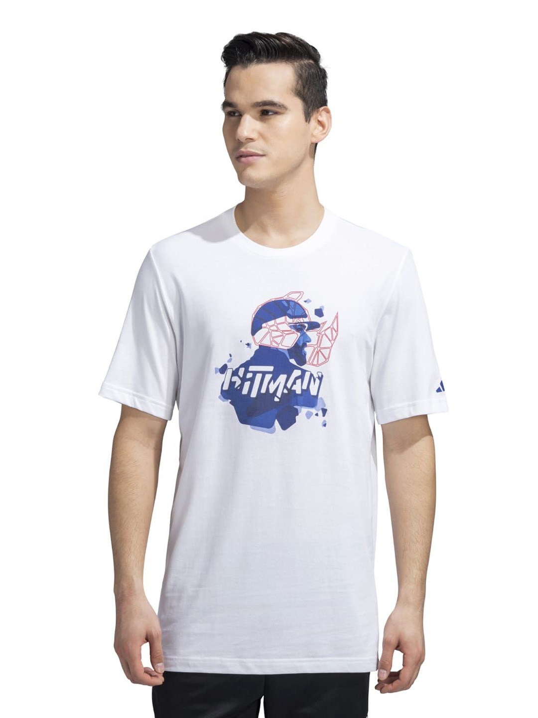 

ADIDAS Men Graphic Printed Round Neck Cotton T-shirt, White