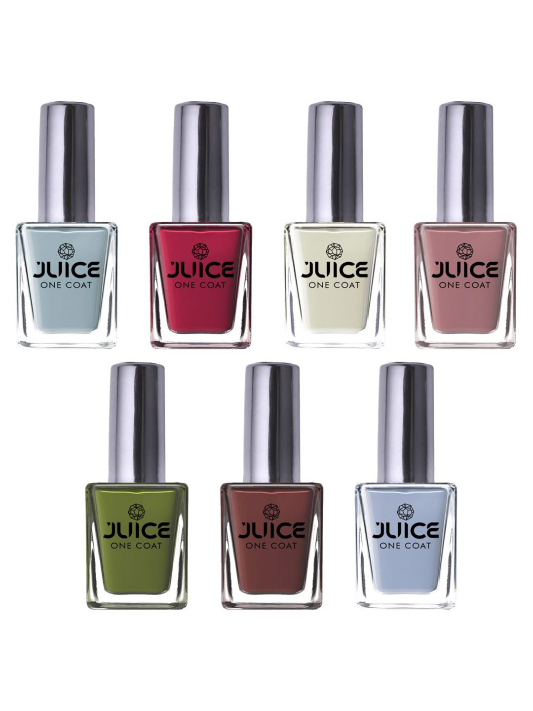 

JUICE Set of 7 One Coat Long-Wearing Quick Dry Glossy Nail Polish - 11 ml each, Multi