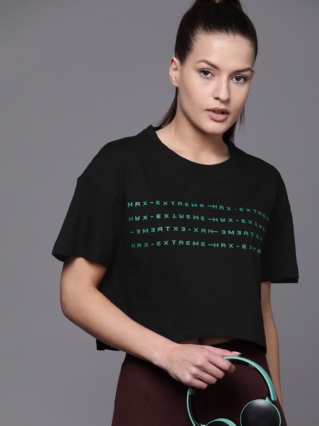 

HRX by Hrithik Roshan Printed Drop-Shoulder Sleeves Boxy Lifestyle T-shirt, Black