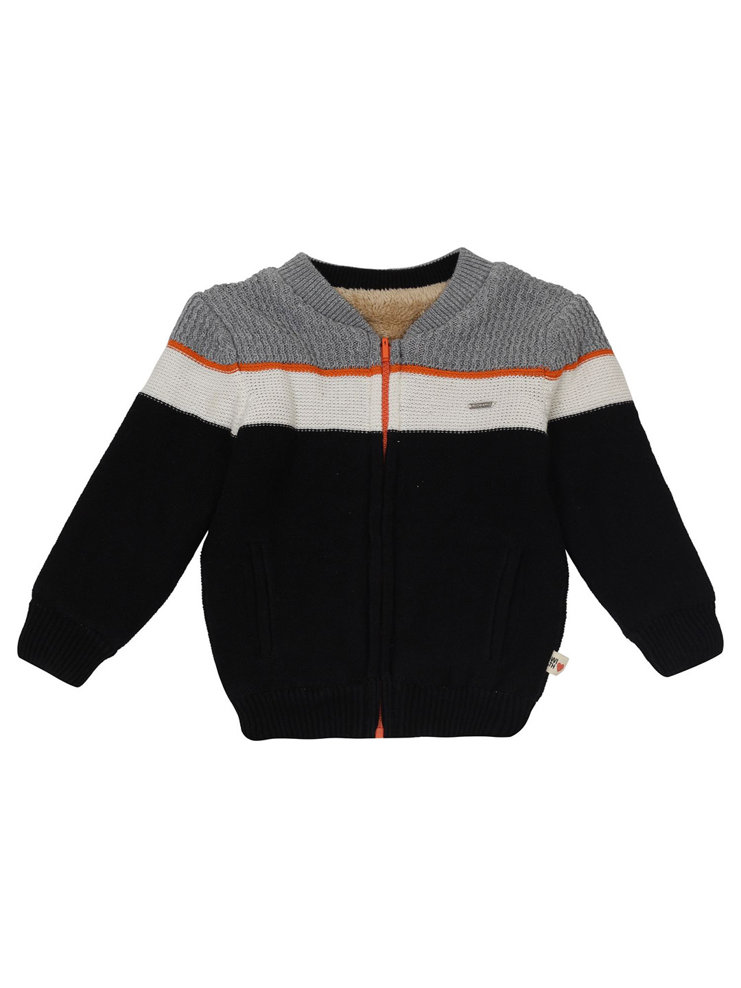 

Yellow Apple Boys Colourblocked Woollen, Black