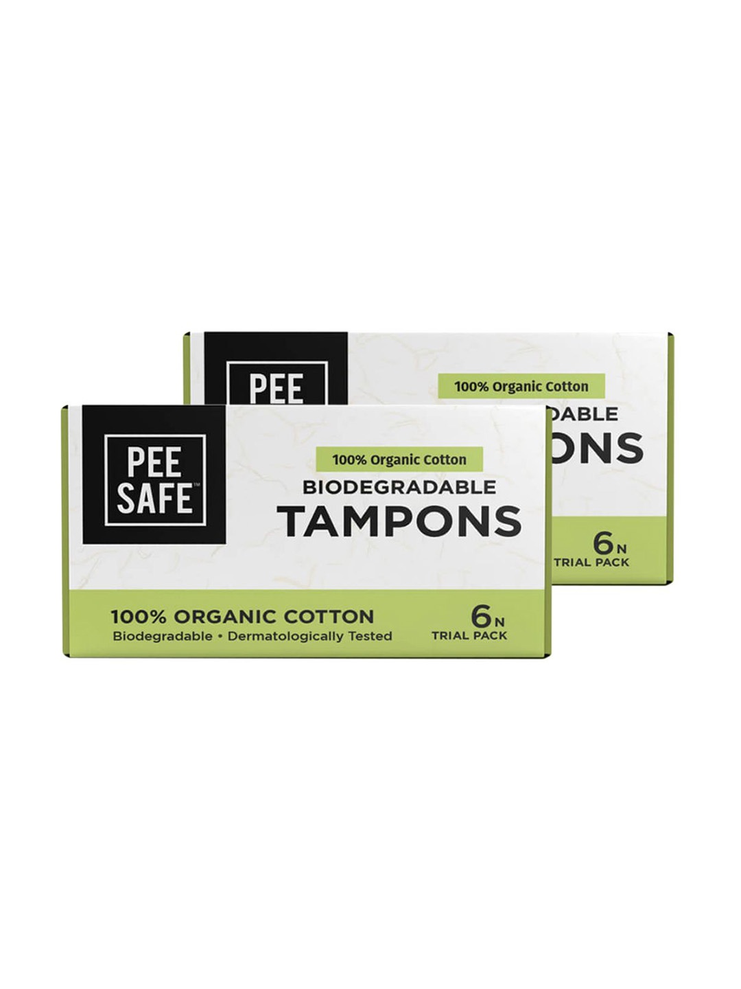 

PEESAFE Set Of 2 Organic Cotton Biodegradable Absorbent Tampons- 6N Each, Grey
