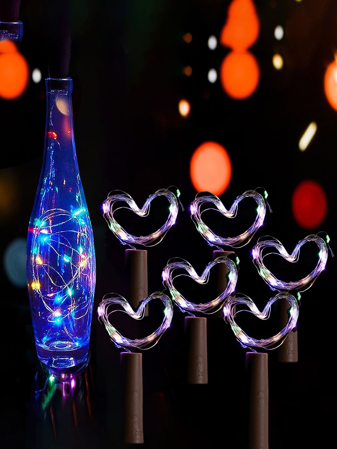 

Kuber Industries Blue 6 Pieces Rice Shape String Lights