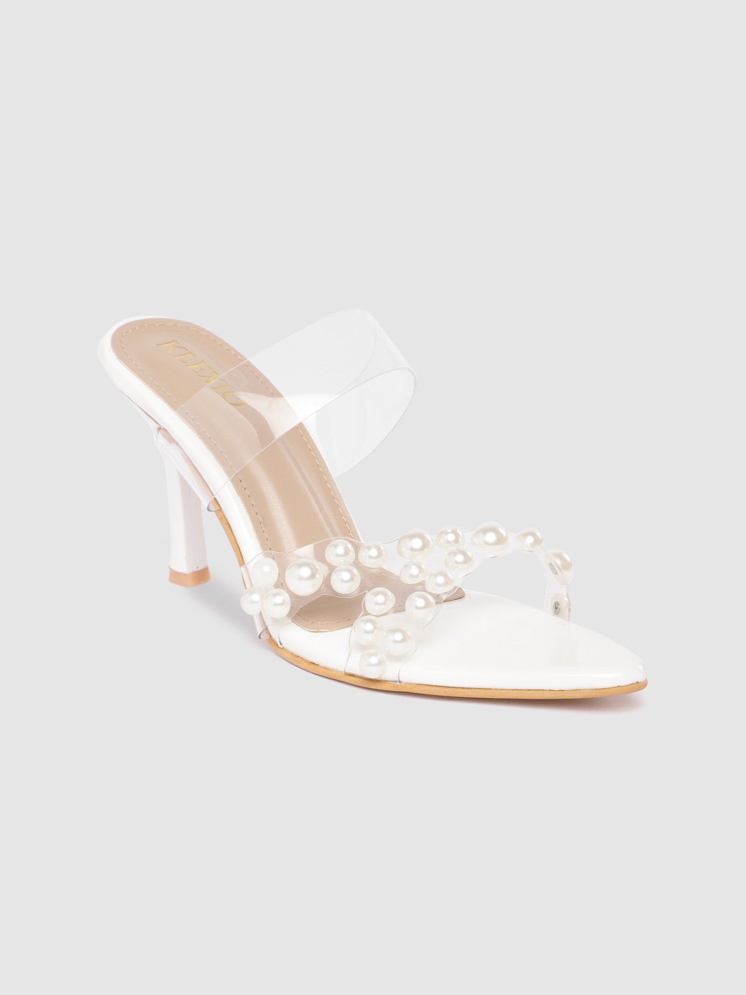 

KLEXIO Women Embellished Stiletto Sandals, White